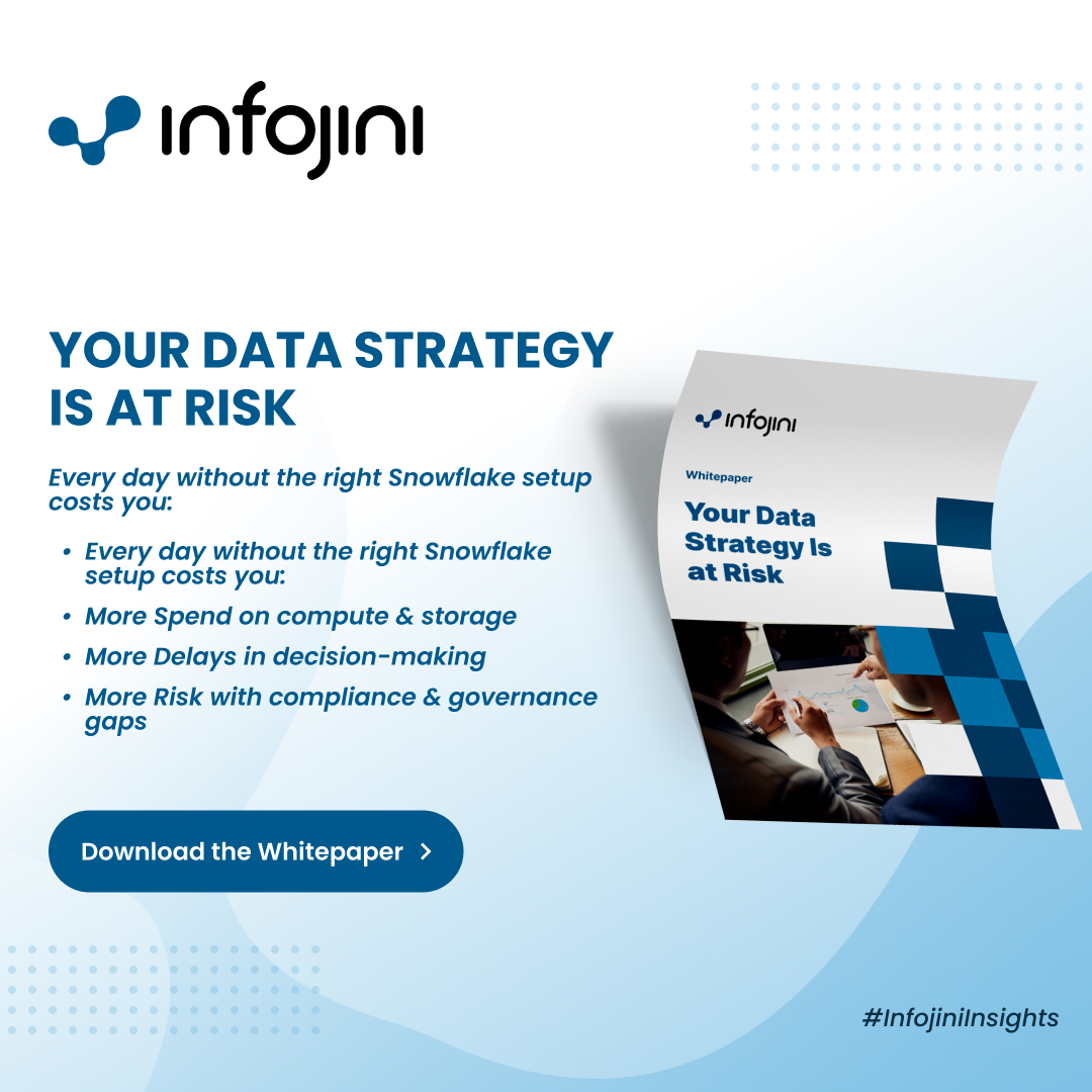 infojini_inc's tweet image. Unlock the full power of Snowflake to transform your data architecture, cut costs, and accelerate insights. 

Download your copy today.

🔗 infojiniconsulting.com/whitepapers/un…

#Snowflake #DataStrategy #CloudData #AnalyticsTransformation #InfojiniInsights
