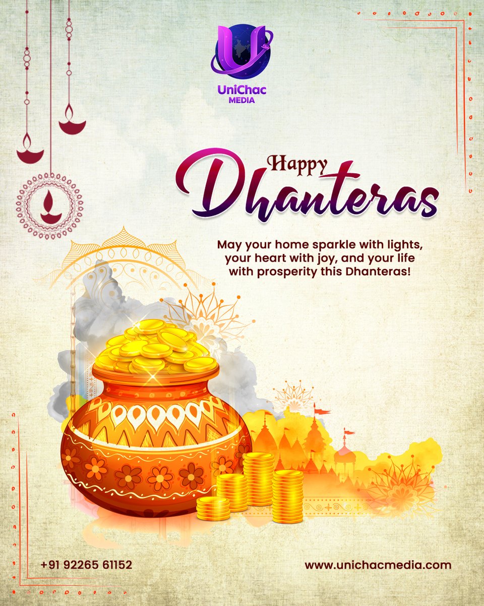 Unichacmedia's tweet photo. Wishing everyone wealth, health, and happiness this #Dhanteras! 

May your home sparkle with prosperity and your dreams shine bright.

– Team #UniChacMedia 

#HappyDhanteras #Prosperity #FestivalOfLight #WealthAndWellbeing #DigitalVibes https://t.co/9aFSbmKWYZ