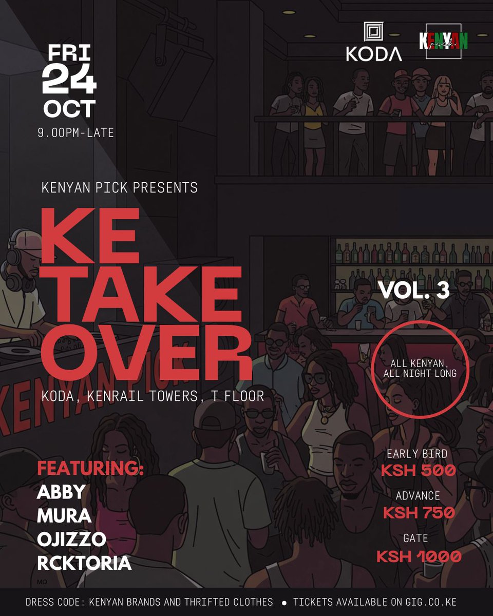 You know Abby always gets us feeling differentt 🙂‍↕️.. &amp; this edition's going to hit just as hard! 🔥
Heard through the grapevine that she's cooking up something so nice; ah, hii nayo mtapenda!

Tickets: gig.co.ke/event/gev_1082…

👖: Rock your fave Kenyan brands &amp; thrifted pieces