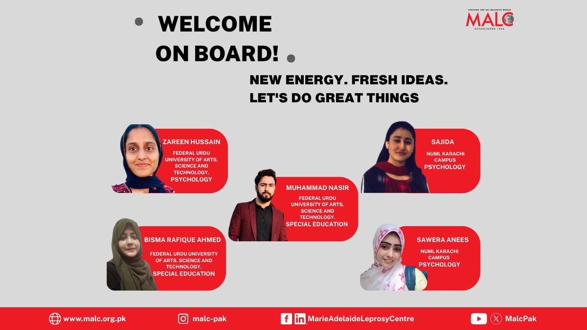 malcpak's tweet image. Exciting times ahead!
MALC welcomes new interns from FUUAST & NUML Karachi — ready to bring innovation, compassion, and fresh ideas to our mission of inclusion and community care.
@fuuastofficial
@numl_official
#MALC #WelcomeOnBoard #InternshipProgram #EmpoweringYouth
