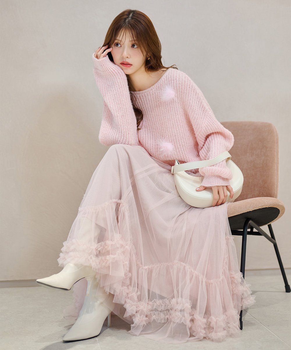 入荷アイテム】 ヘムフリルチュールフレアスカート ¥10,890 (tax in