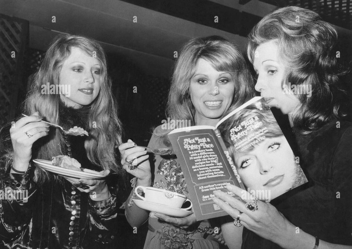 groovyboyd's tweet image. Pattie Boyd &amp;amp; Joanna Lumley with author Gaynor Millington at the charity launch party for her book ‘Not Just A Pretty Face’ , May, 1971
