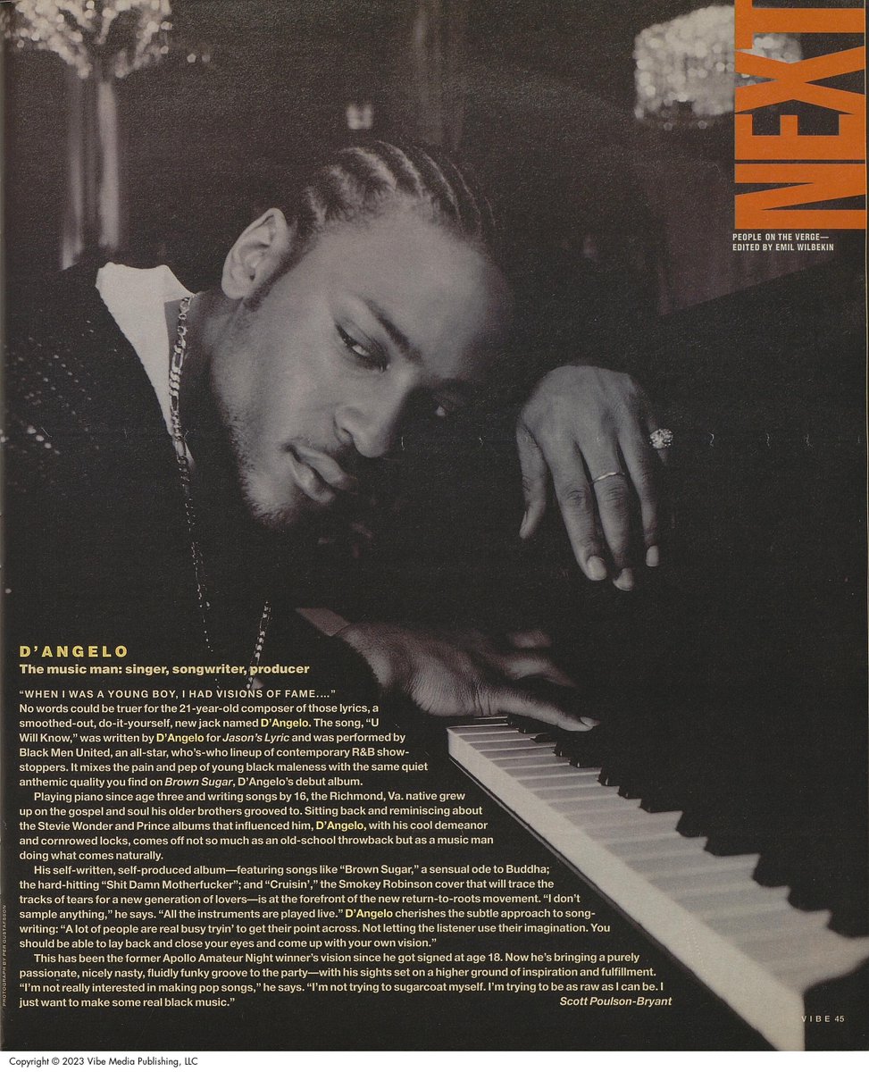 D'Angelo's VIBE Next feature, published in the June 1995 issue.