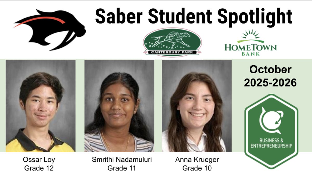 ShakopeeBiz's tweet photo. Congratulations to the October B&E Students of the Month! #shakopeeschools #saberpride #sabernation #shakobiz https://t.co/4aXnUKeBfe