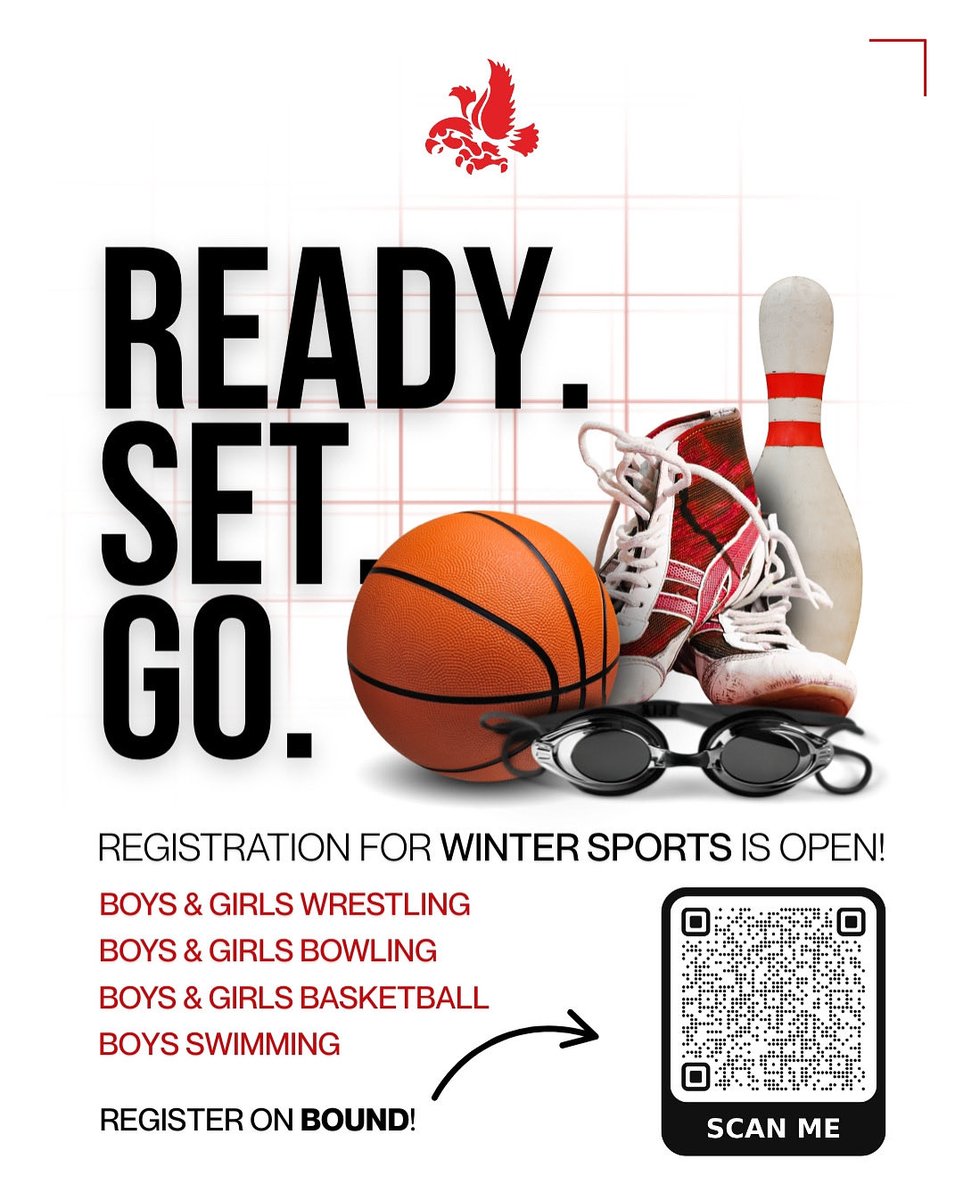 Winter sports are just around the corner!

❄️ Make sure you have a parent or guardian complete the athlete registration.
❄️ Complete 3 forms: Heads Up Concussion, Permission to Practice, and the Parent-Athlete Manual.

**Wait for approval to ensure eligibility.**