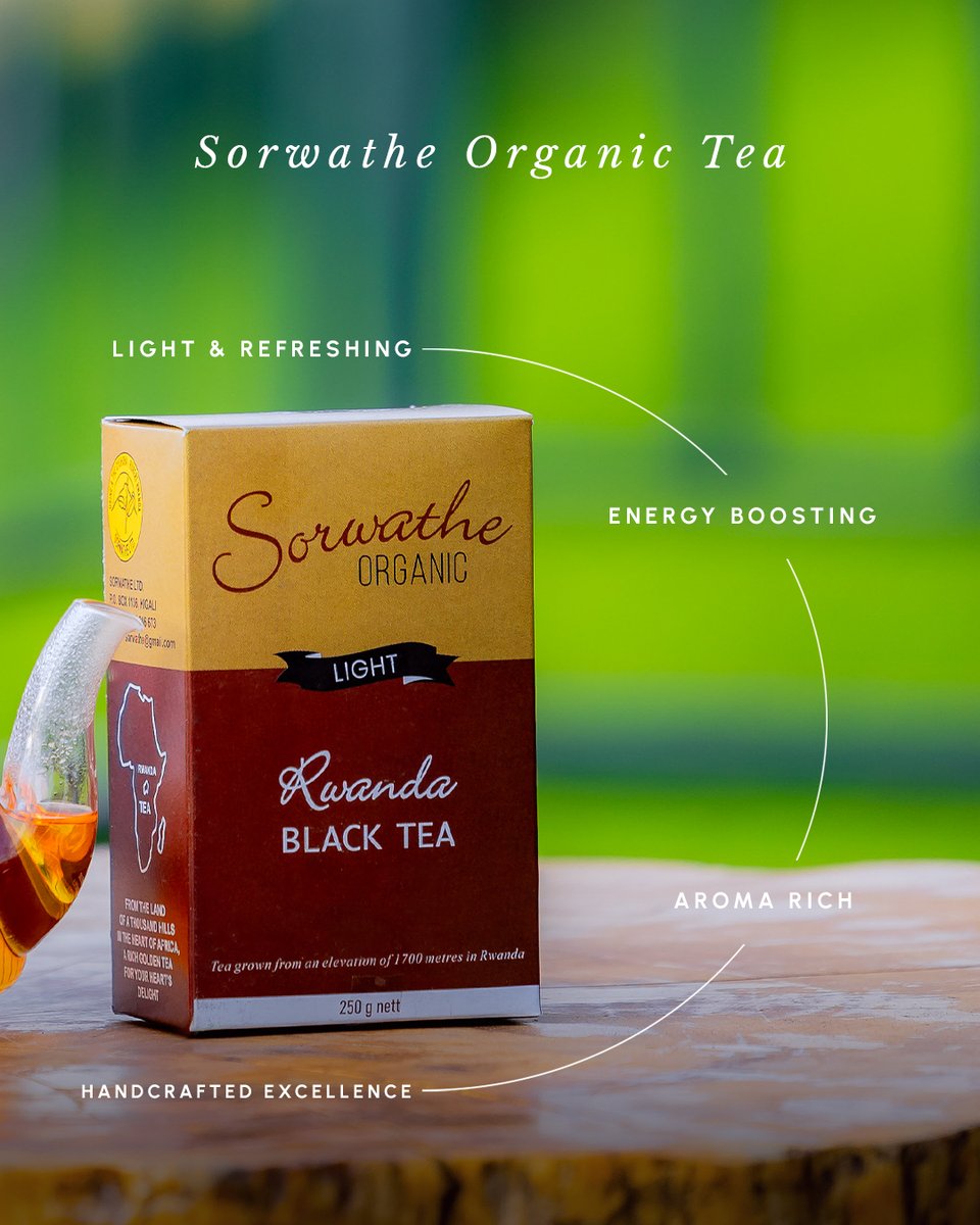 sorwatheltd's tweet photo. Sorwathe Organic Tea is grown naturally in Rwanda, free from pesticides and rich in antioxidants that keep your heart healthy and your mind calm.
#SorwatheTea #OrganicTea #RwandaTea #PureAndSimple https://t.co/cFMQ4f2ybf
