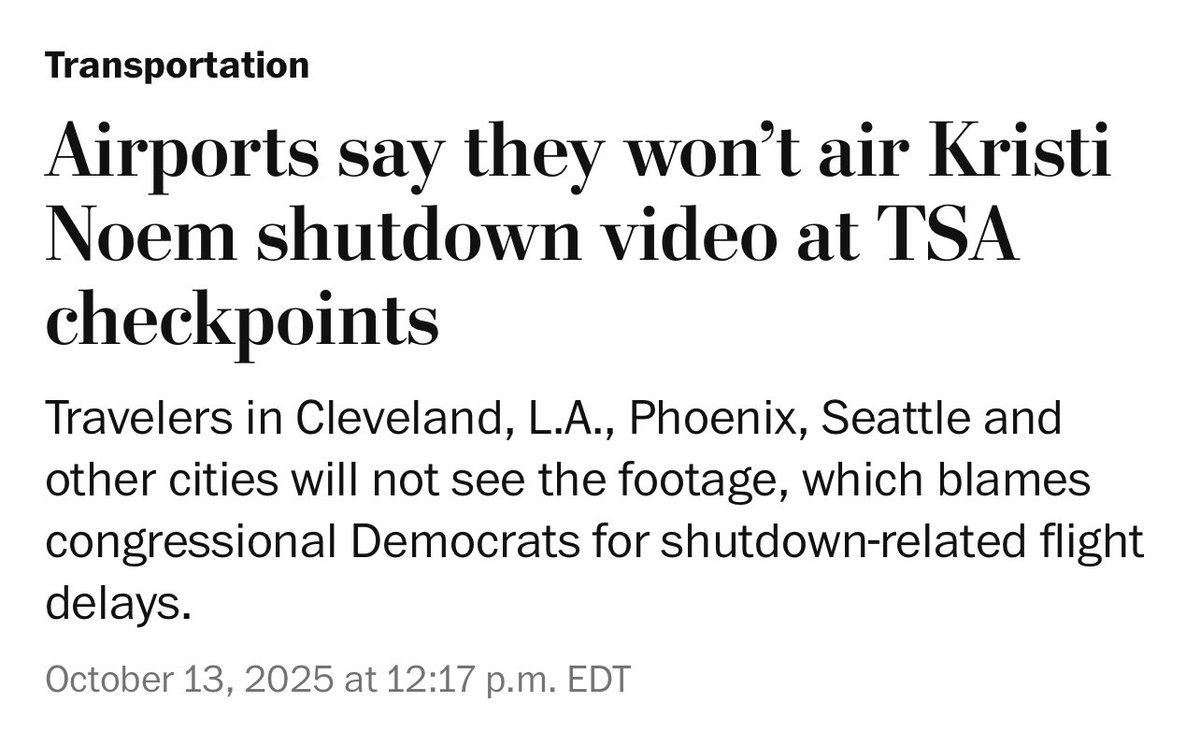 Alex Padilla (@alexpadilla4ca) on Twitter photo Good on these airports for pushing back. The way the Trump administration is hyper-politicizing federal agencies like TSA is unacceptable. Republicans could end this shutdown if they wanted to. Good on these airports for pushing back. The way the Trump administration is hyper-politicizing federal agencies like TSA is unacceptable. Republicans could end this shutdown if they wanted to.