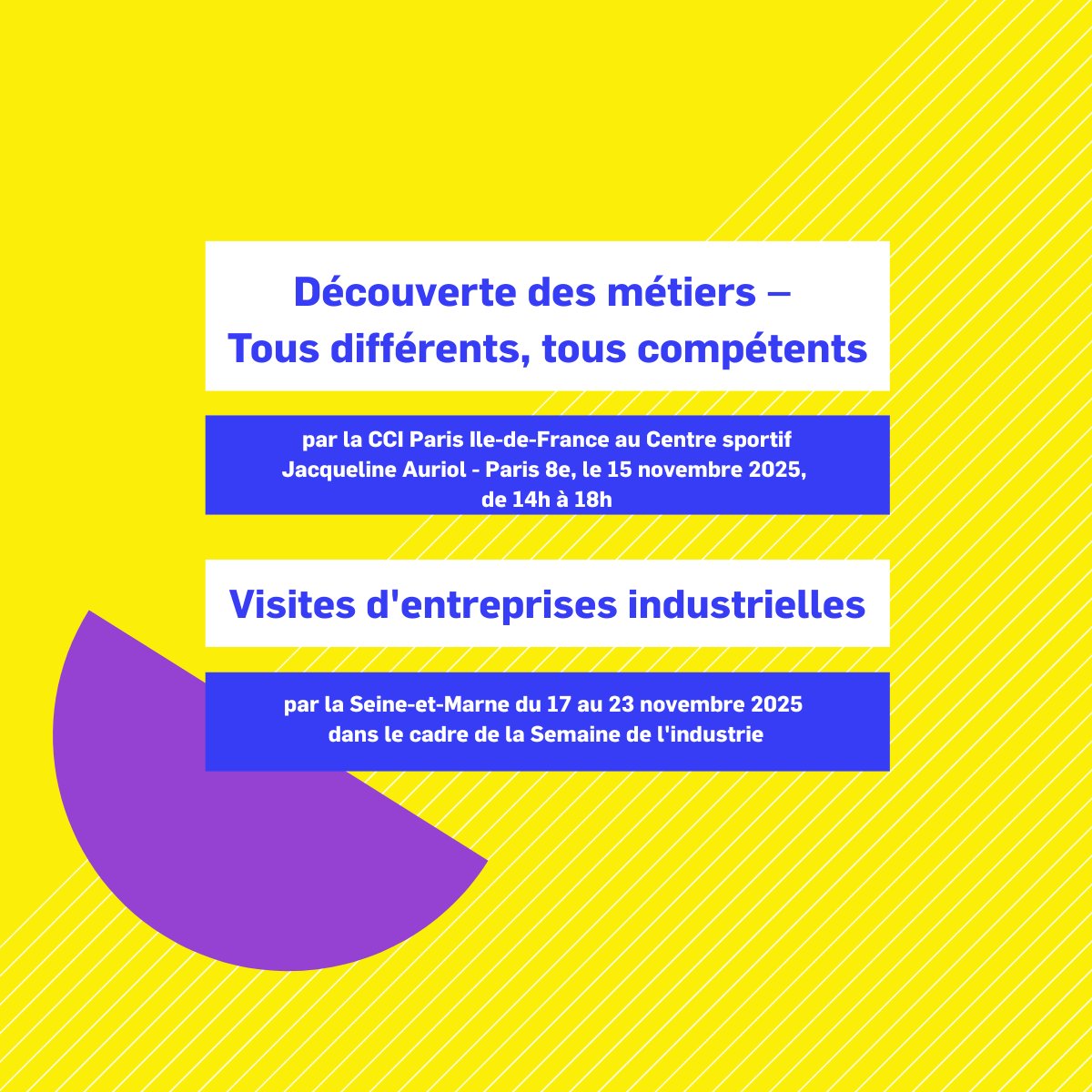 🎯 Les CCI d’Ile-de-France se mobilisent pour l’orientation !
Du 3/11 au 6/12, les CCI franciliennes organisent sur l’ensemble du territoire de la région une série d’événements labellisés « Mois de la découverte des métiers ».
🔗cci-paris-idf.fr/fr/education/o…