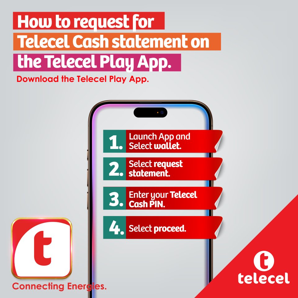 Need your Telecel Cash statement? We’ve got you! Follow these simple steps on the Telecel Play App and get your statement in seconds. Download the Telecel Play App today and try it out!