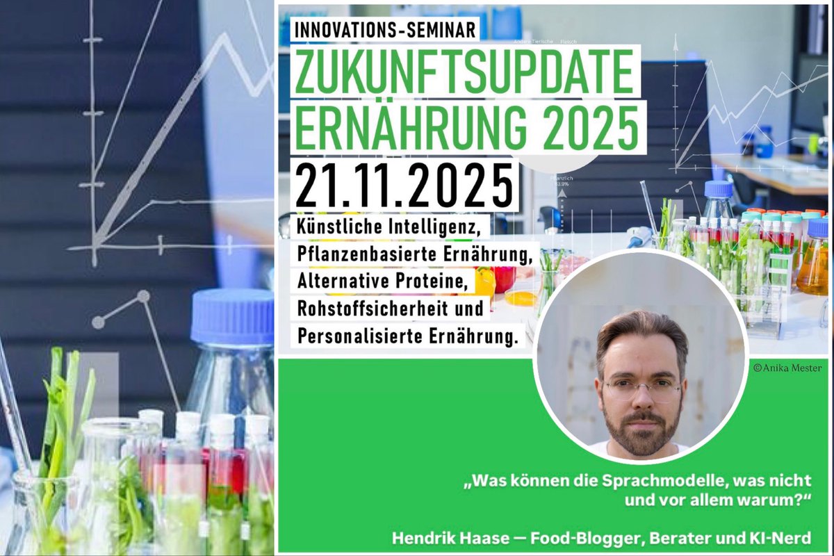 👨🏼‍🏫 Hendrik Haase gibt beim „Zukunft der Ernährung 2025“ spannende Einblicke in die Funktionsweise von ChatGPT &amp; Co – Was können die Sprachmodelle, was nicht und vor allem warum?
ℹ️ Anmeldung: zukunftsupdate-ernaehrung.de
#ZukunftsUpdate #FoodInnovation #AlternativeProteine