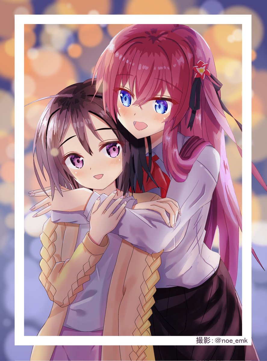 「ノエの絵展 31日目 2022.1 超珍しい2人構図。ノエ頑張った。」|雨宮ノエ＠マシュマロ募集中のイラスト