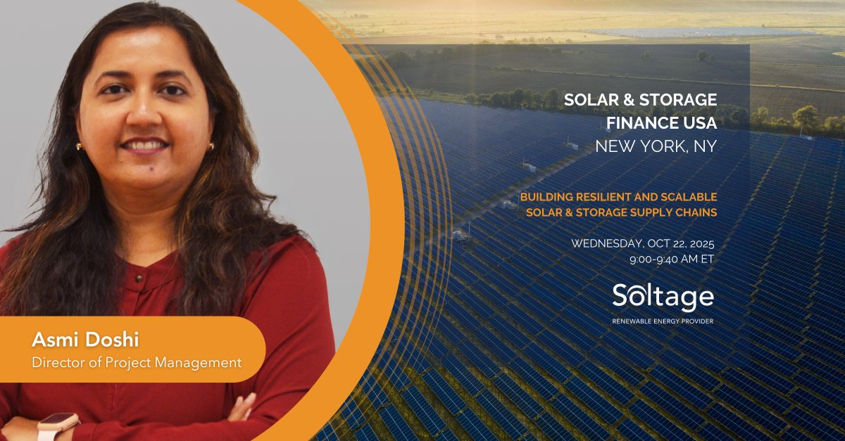 Our CFO, Sripradha Ilango, and our Director of Project Management, Asmi Doshi, will be taking the stage as panelists at Solar &amp; Storage Finance USA Summit in New York, NY on Oct 21st-22nd! Reserve your place here: financeusa.solarenergyevents.com

#SSFUSA