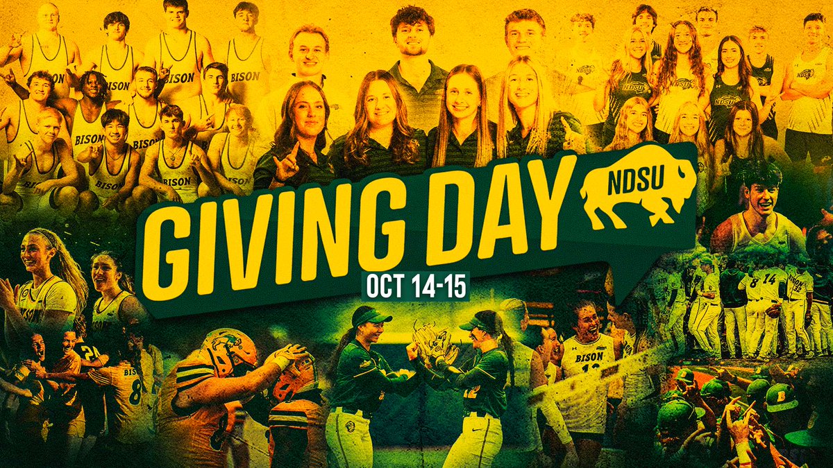 BIG DAY today for <a href="/NDSUathletics/">NDSU Athletics</a> and our Student-Athletes!! Help make a difference on Giving Day - Recruit - Retain - Develop
GoBison.com/GivingDay 
#GoBison