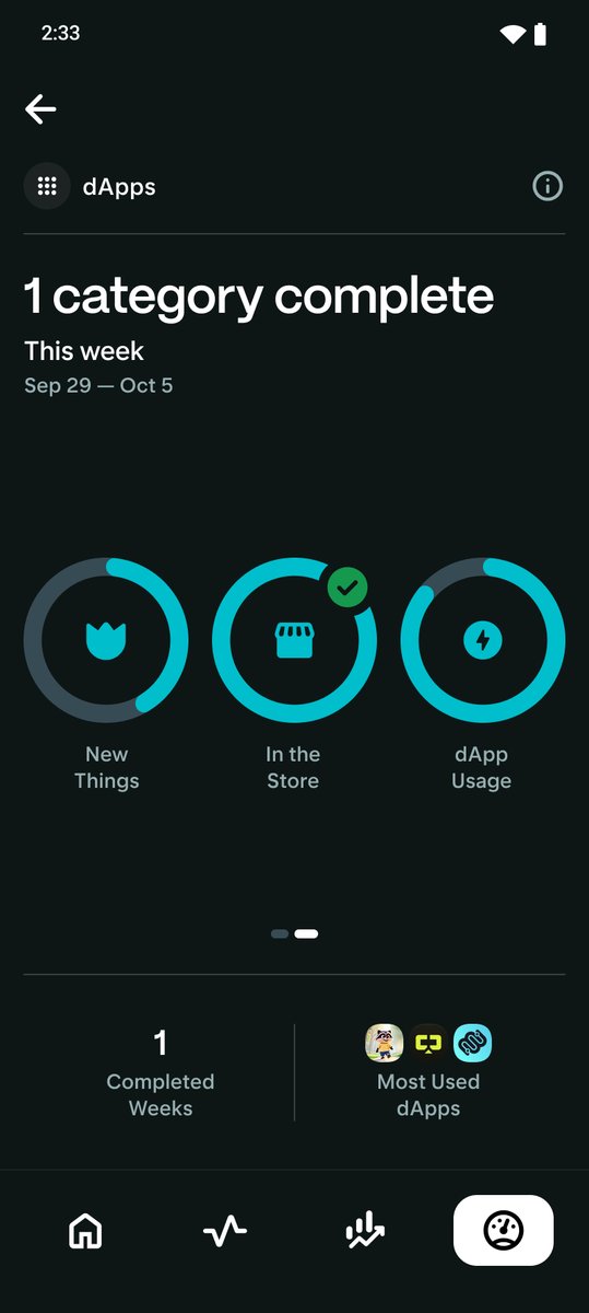 2/ While using your Seeker Genesis Token in the Seed Vault Wallet, Activity Tracking breaks down into three categories:

Onchain – swaps, staking, transactions
Daily Use – how often you use your Seeker
dApps – exploring and engaging with apps in the Solana dApp Store