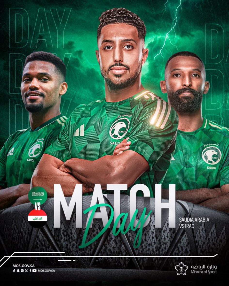 كل التوفيق لِـ منتخبنا الوطني السعودي 🇸🇦
خطوة نحو المونديال 🏆

#الطريق_إلى_كأس_العالم2026