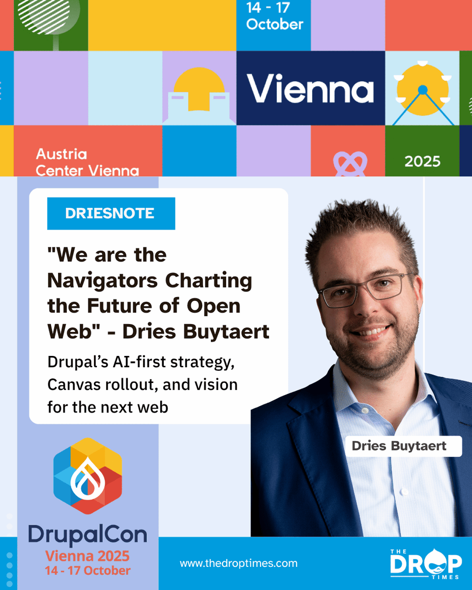 thedroptimes's tweet image. 🧭 Dries: “The web map is redrawn.”
🌀 AI, Canvas, Orchestration, Marketplace — Drupal’s tools for a new era.
📅 CMS 2.0 in Jan 2026, CMS 3.0 to follow.
Full Driesnote recap:
🔗 bit.ly/4onnOwv
#Driesnote #Drupal #AI #OpenWeb