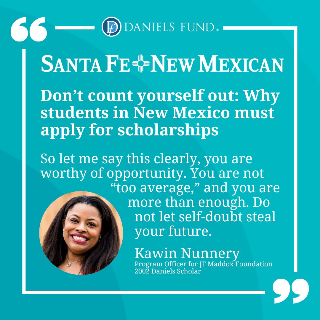 ⏳ The deadline is this Friday!

Don’t wait. Believe in yourself, hit submit, and take the first step toward your future.

In this guest column, Kawin Nunnery, a 2002 Daniels Scholar from Hobbs, shares how applying for the Daniels Scholarship changed the entire course of her