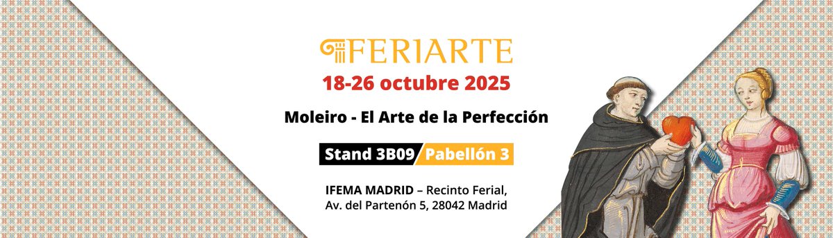 Amantes del arte, la historia y los libros únicos: nos vemos en✨ Feriarte Madrid 📖Del 18 al 26 de octubre en IFEMA, stand 3B09.
🚨Te invitamos  - Solicita tu invitación aquí 👉moleiro.com/es/eventos/Fer…

<a href="/elbarroquista/">El Barroquista</a> <a href="/siervo_gleba/">Cuñado Medieval</a> <a href="/RMedievo/">Ruta por el Medievo</a> <a href="/alquicel/">ConsueloSanzdeBremond</a> <a href="/ClioBiblioteca/">Biblioteca de Clío📜</a> <a href="/DiazLsd1990/">Leonel Diaz</a>