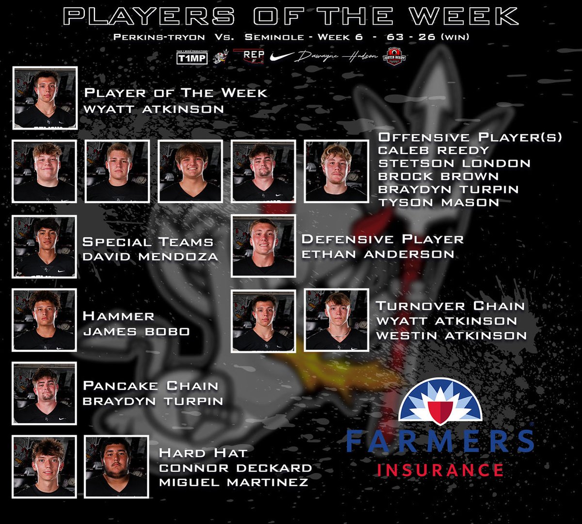 Here are the players of the week! 🔱🏈⚫️⚪️