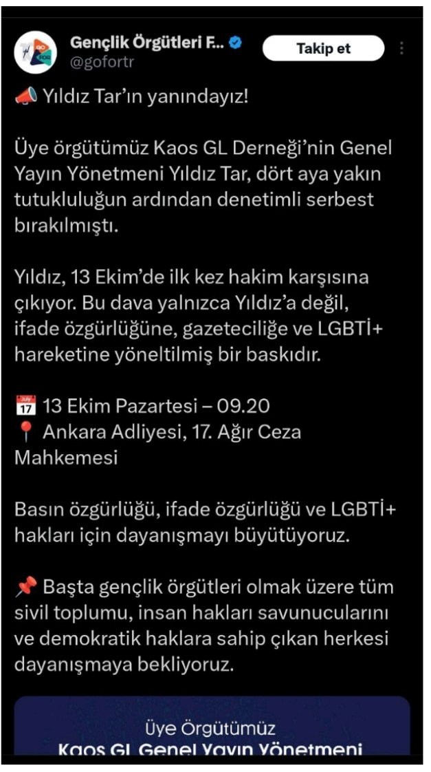 Göbeğini Kaşıyan Adam (@g_k_adam) on Twitter photo Yarın TBMM Barış, Kardeşlik ve Demokrasi Komisyonu'nda LGBT çatı derneği GoFor sunum yapacak.
🌈LGBT'ciler davet edildiğine göre süreçte büyük bir "YUMUŞAMA" var demek!
<a href="/TBMMresmi/">TBMM</a>
<a href="/NumanKurtulmus/">Numan Kurtulmuş</a>
<a href="/MHP_Bilgi/">MHP</a>
<a href="/Akparti/">AK Parti</a>
<a href="/HurDavaPartisi/">HÜDA PAR</a>
<a href="/rprefahpartisi/">Yeniden Refah Partisi</a>
<a href="/YeniYolTBMM/">Yeni Yol TBMM Grubu</a> Yarın TBMM Barış, Kardeşlik ve Demokrasi Komisyonu'nda LGBT çatı derneği GoFor sunum yapacak.
🌈LGBT'ciler davet edildiğine göre süreçte büyük bir "YUMUŞAMA" var demek!
<a href="/TBMMresmi/">TBMM</a>
<a href="/NumanKurtulmus/">Numan Kurtulmuş</a>
<a href="/MHP_Bilgi/">MHP</a>
<a href="/Akparti/">AK Parti</a>
<a href="/HurDavaPartisi/">HÜDA PAR</a>
<a href="/rprefahpartisi/">Yeniden Refah Partisi</a>
<a href="/YeniYolTBMM/">Yeni Yol TBMM Grubu</a>