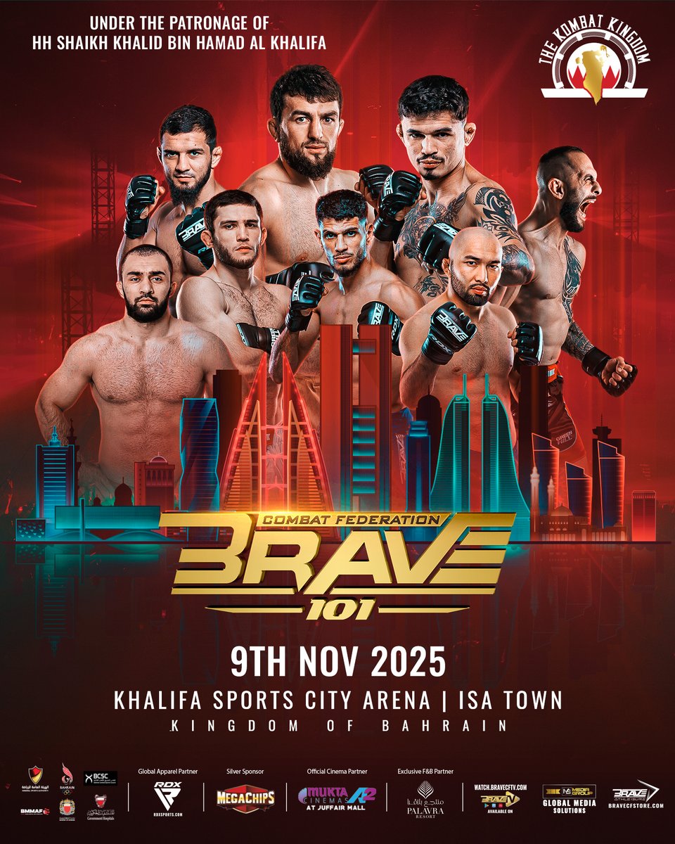 bravemmaf's tweet image. #KombatKingdom just got BIGGER! 🇧🇭 

Just two days after the historic #BRAVE100 show, we return with yet another stacked fight card live from Khalifa Sports City🔥 

Stay tuned for fight announcements!💥

#BRAVE101 #Bahrain #البحرين