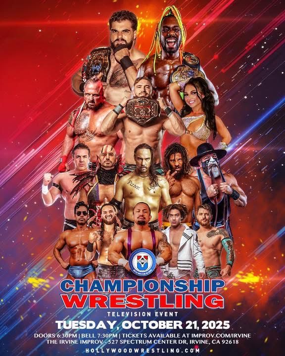 TUESDAY — 10/21 — <a href="/unitedwrestling/">United Wrestling Network</a> / <a href="/CWFHollywood/">Championship Wrestling</a>:

📣DOUBLE DUTY📣

📝: Contract signing for a shot at the UWN Hertiage Heavyweight Championship

🤼‍♂️: Tag-Team Match — Maximilien &amp; Jose The Assassin V. EJ Sparks and Fidel Bravo

I truly am “ONE IN A MILLION”… 

♦️ LIVE, IN