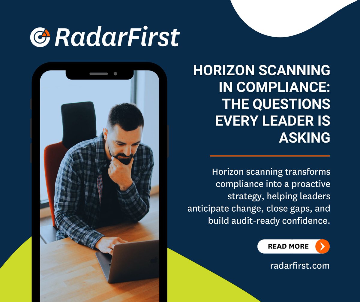 Horizon scanning is transforming compliance from reactive to proactive. 🔎

In our latest @RadarFirst blog:
• How to distinguish horizon scanning from monitoring
• Why regulatory intelligence + traceability matter
• How to close compliance gaps for good

Read more 🔗