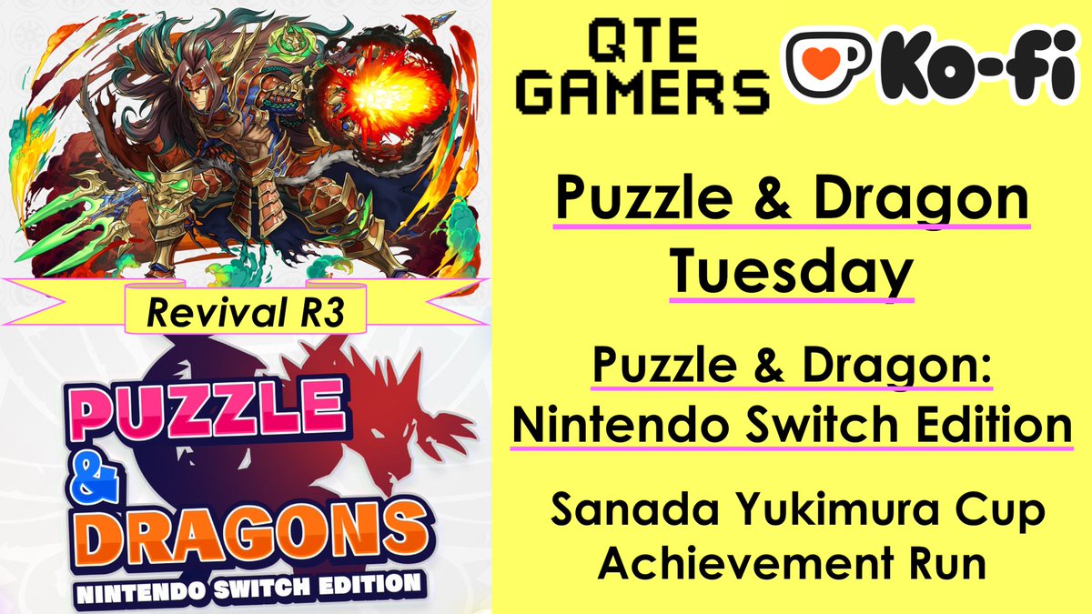 qtegamers's tweet image. On Ko-Fi ko-fi.com/qtegamers, this week&apos;s
@pad10th Puzzle &amp;amp; Dragons: Nintendo Switch Edition - Sanada Yukimura Cup Revival R3 Achievement Run gameplay video is up for subscribers. #Kofi #パズドラ #パズドラSwitch #Switch #真田幸村杯開催 Feel Free to donate, too!