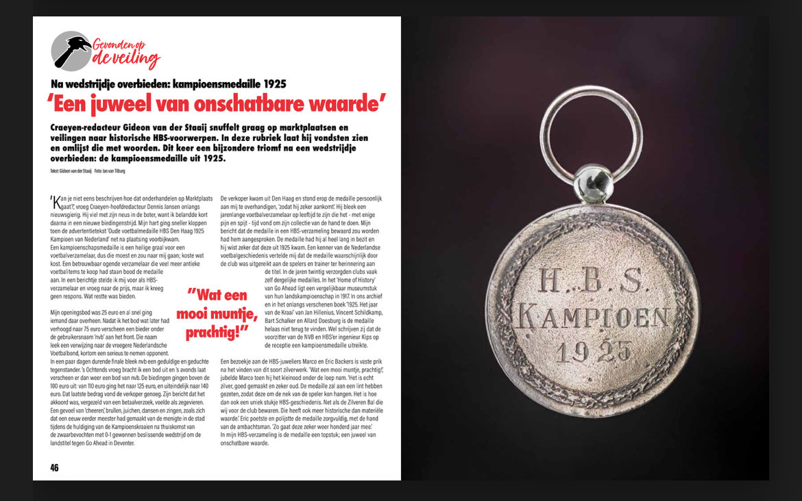 Het is weer deadline-week voor de redactie van <a href="/Craeyen/">Craeyen Magazine</a> Magazine <a href="/hbscraeyenhout/">HBS Craeyenhout ⚽️🏑🏏</a>, en dus blikken we terug op #Gevondenopdeveiling in het vorige nummer: De laatste Kampioensmedaille van de Kraaien <a href="/HBSFANZONE/">HBSFANZONE</a>, honderd jaar na dato gevonden.