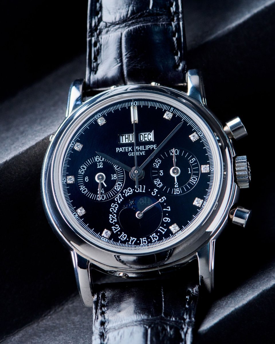 EuropeanWatchCo's tweet photo. When platinum rarity meets perpetual perfection 💎

The Patek Philippe 3970EP-019 isn’t just a perpetual calendar chronograph - it’s a milestone in modern horology. Crafted in platinum featuring a black gloss dial set with factory diamond indices, this configuration sits among the rarest of all 3970 variants.

Powered by the Caliber 27-70 Q, a hand-wound marvel based on the Lemania 2310, the movement was refined by Patek into one of the most beautiful movements ever cased.

This is the kind of watch that turns collectors into historians.

Is this the ultimate 3970? Let us know in the comments!👇

#PatekPhilippe #Patek3970 #PerpetualCalendar #3970EP #PatekCollector #HauteHorlogerie #WatchCollectors #Platinum #LuxuryWatches #RareWatches #EuropeanWatchCo #EWC #WatchPhotography #WristCheck #SwissWatches #WatchesOfInstagram #WatchCommunity #WatchFam #Vintage