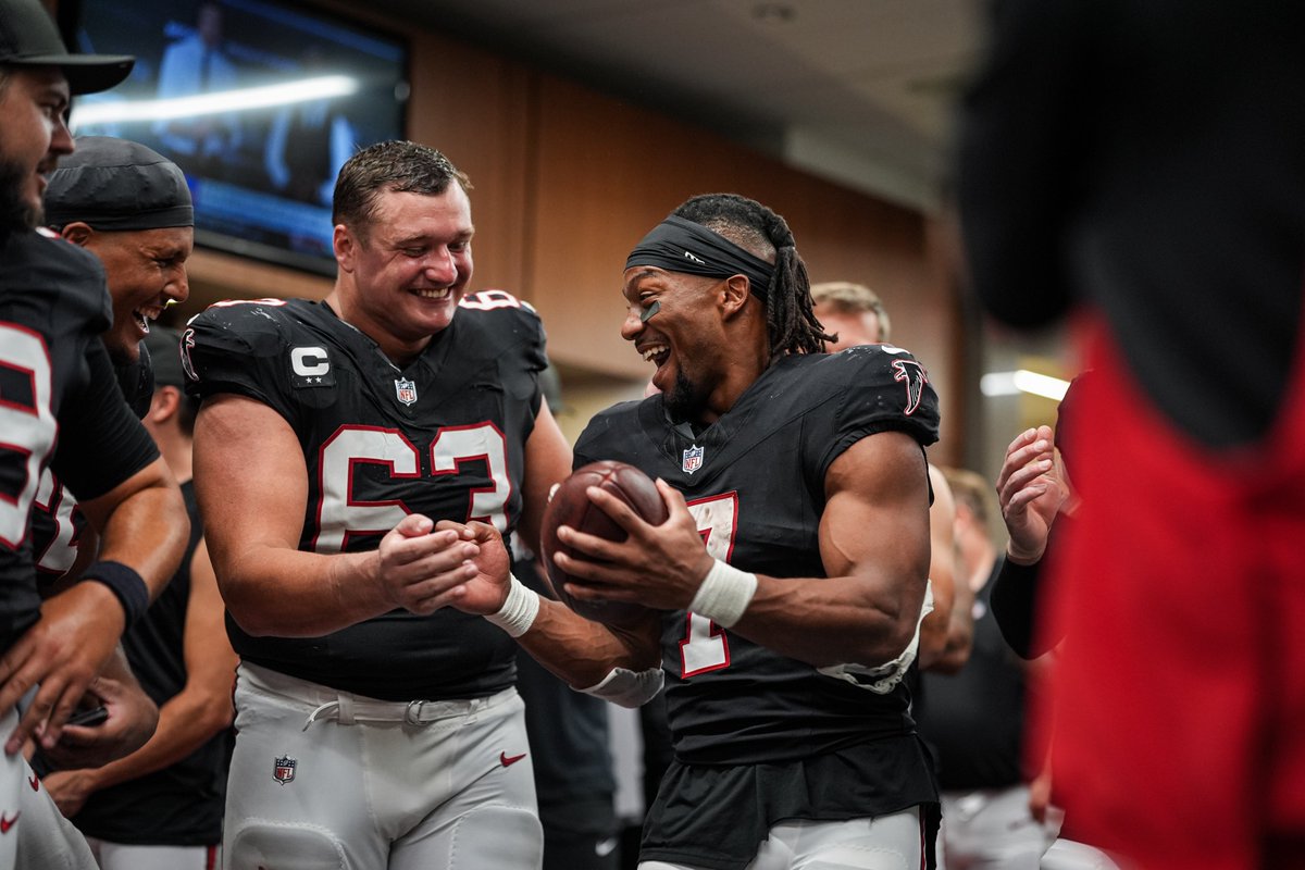 The Falcons recorded 233 net passing yards, 210 rushing yards, two defensive interceptions and four sacks vs. the Bills. It was the first time Atlanta reached all these marks within a single game in franchise history. 