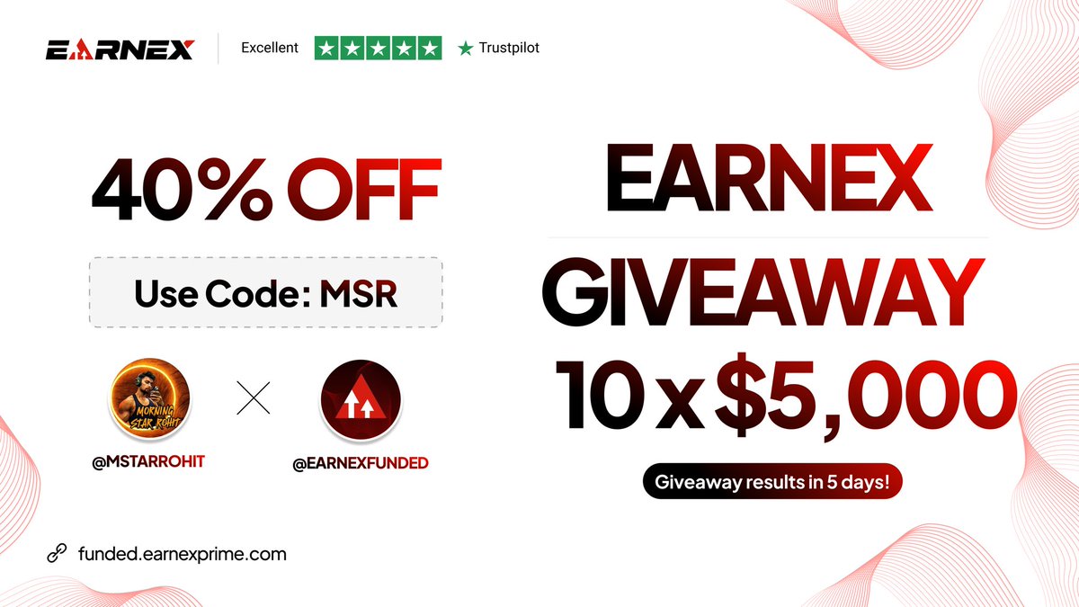 Rohit Kumar (@mstarrohit) on Twitter photo 💰10 x $5k Funded Account Giveaway💰
1️⃣ Follow - <a href="/earnexfunded/">Funded By Earnex</a> & <a href="/MSTARROHIT/">Rohit Kumar</a>
2️⃣ Tag 3 Friends in Comment
3️⃣ Like & Retweet
Winners Will Be Picked in 2 Week’s 💰10 x $5k Funded Account Giveaway💰
1️⃣ Follow - <a href="/earnexfunded/">Funded By Earnex</a> & <a href="/MSTARROHIT/">Rohit Kumar</a>
2️⃣ Tag 3 Friends in Comment
3️⃣ Like & Retweet
Winners Will Be Picked in 2 Week’s