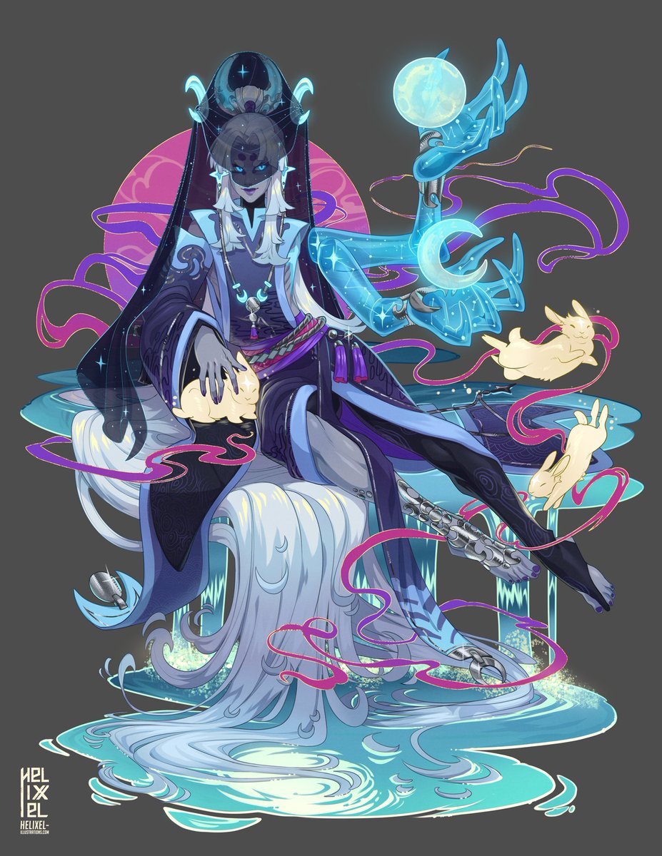 Helixel's tweet image. Tsukiyomi - god of the moon for NineheavensPress !
