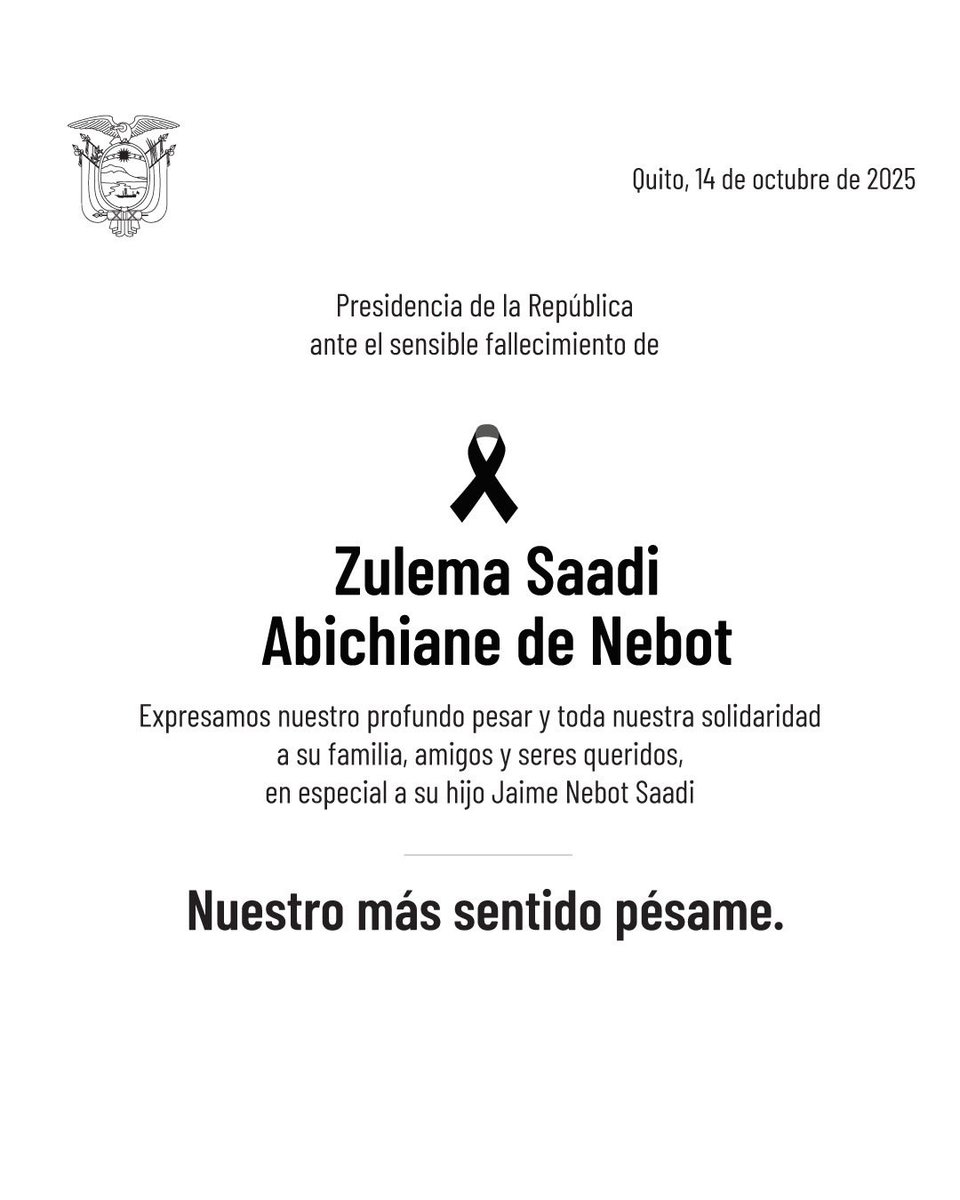 Presidencia de la República expresa sus sentidas condolencias.
