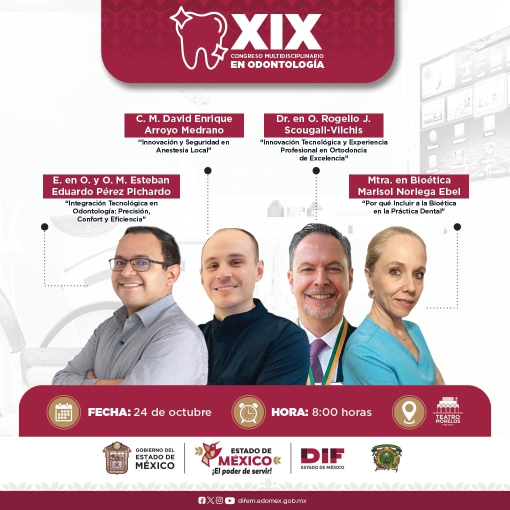 😁 El XIX Congreso Multidisciplinario en Odontología reunirá a grandes especialistas que fortalecerán la práctica profesional con innovación, ética y tecnología, para mantener sonrisas sanas en los rostros de las familias mexiquenses. 🦷 #ElPoderDeServir