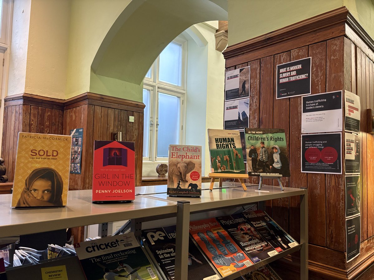 ccb_library's tweet image. A mini-display, tying in with our school assemblies delivered by International Justice Mission to mark Anti-Slavery Week (13th - 19th October).

Facts and figures on the display from Hope For Justice.

#SchoolLibrary #SchoolLibraryDisplays #AntiSlaveryWeek