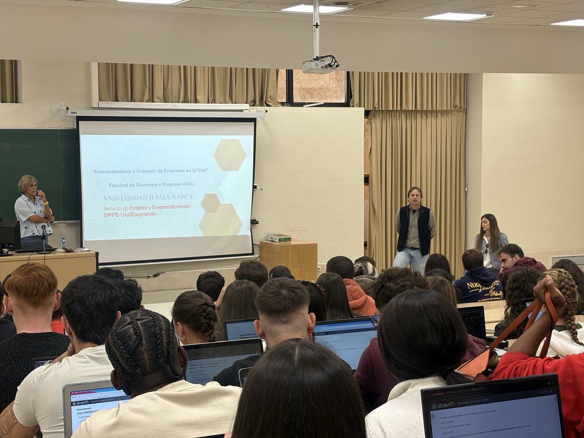 👏🏻🙌🏻El ritmo no para en <a href="/EconomiaUsal/">Economía y Empresa</a> 
dentro de nuestros #viernes + #molones de toda <a href="/usal/">Universidad de Salamanca</a> 👏🏻. El pasado vivimos un excelente curso de #Bibliotecas y otra valiosa Confe dentro de nuestro #XICicloDeContactoEmpresarial sobre las oportunidades de #Emprendimiento desde <a href="/SIP_USAL/">SIPPE UsalEmprende</a>