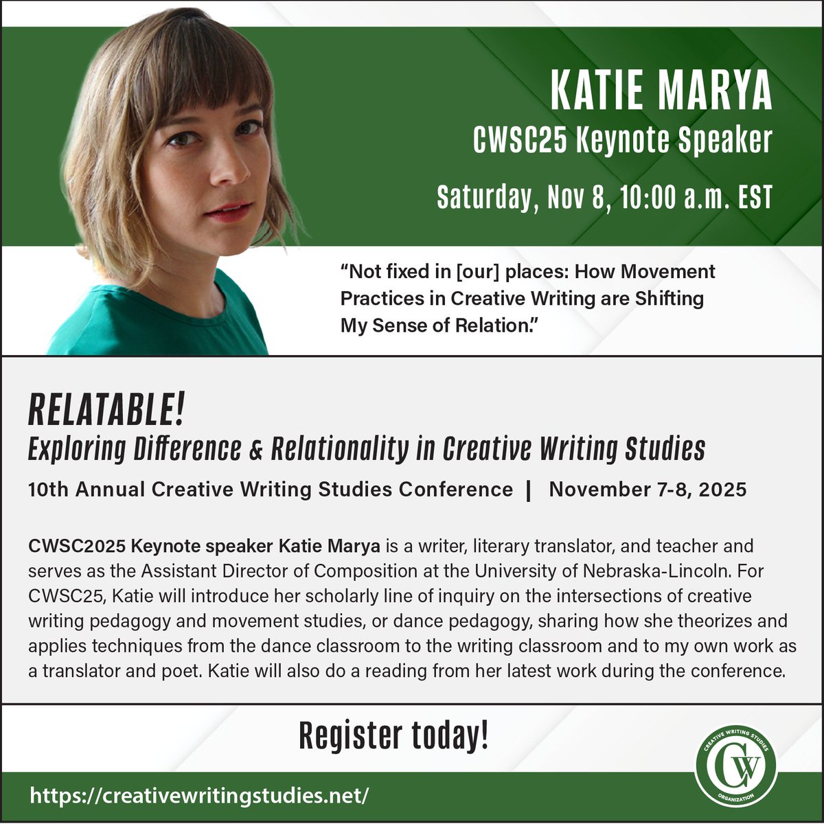 Creative Writing Studies Organization tweet media