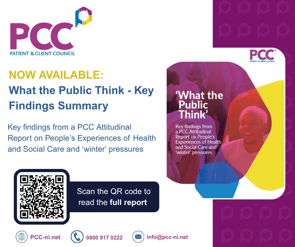 PatientClient's tweet photo. 📣We have published ‘What the Public Think’ - Key findings from a PCC Attitudinal Report on People’s Experiences of Health and Social Care and ‘winter’ pressures.
👉Available now at: https://t.co/YGMnB5blEa
#teampcc #NICON25 https://t.co/Suh1WJepu6