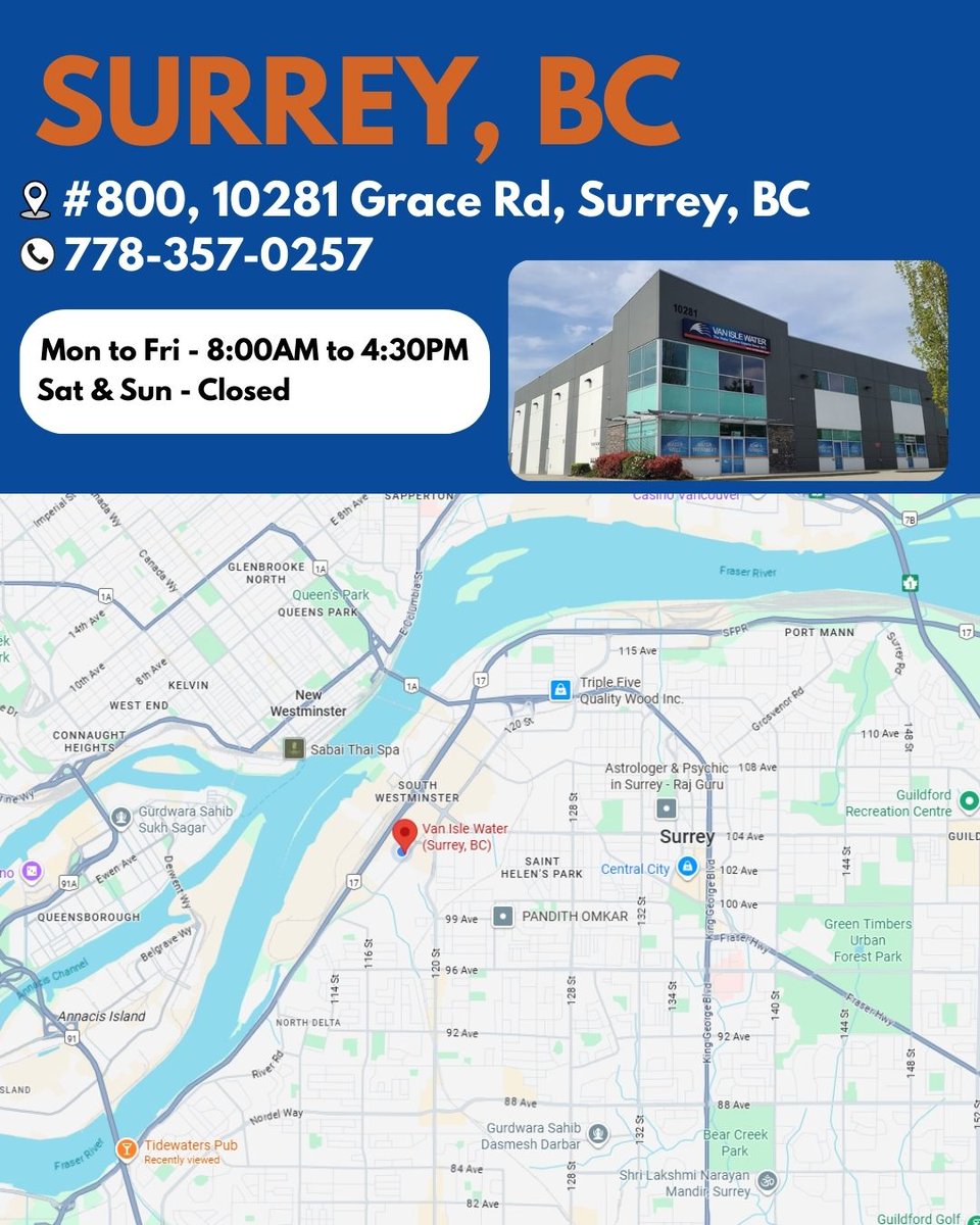 📍 Find Us in Surrey!
Van Isle Water – 10281 Grace Road #800, Surrey, BC
Your local destination for pumps, filters, irrigation, rainwater systems, and more — everything you need for your home, garden, pond, or pool.
🌐 vanislewater.com