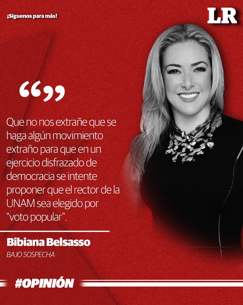 LaRazon_mx's tweet photo. #BajoSospecha | Una “elección” para elegir al rector sería conveniente para tener control de la universidad, uno de los lugares simbólicos para hacer política y ejercer contrapesos.
Escribe @bibianabelsasso ✍️
https://t.co/HIaz3vXZ9p
#UNAM #Educación #Universidad #RectorUNAM https://t.co/RA2p3CAy4z