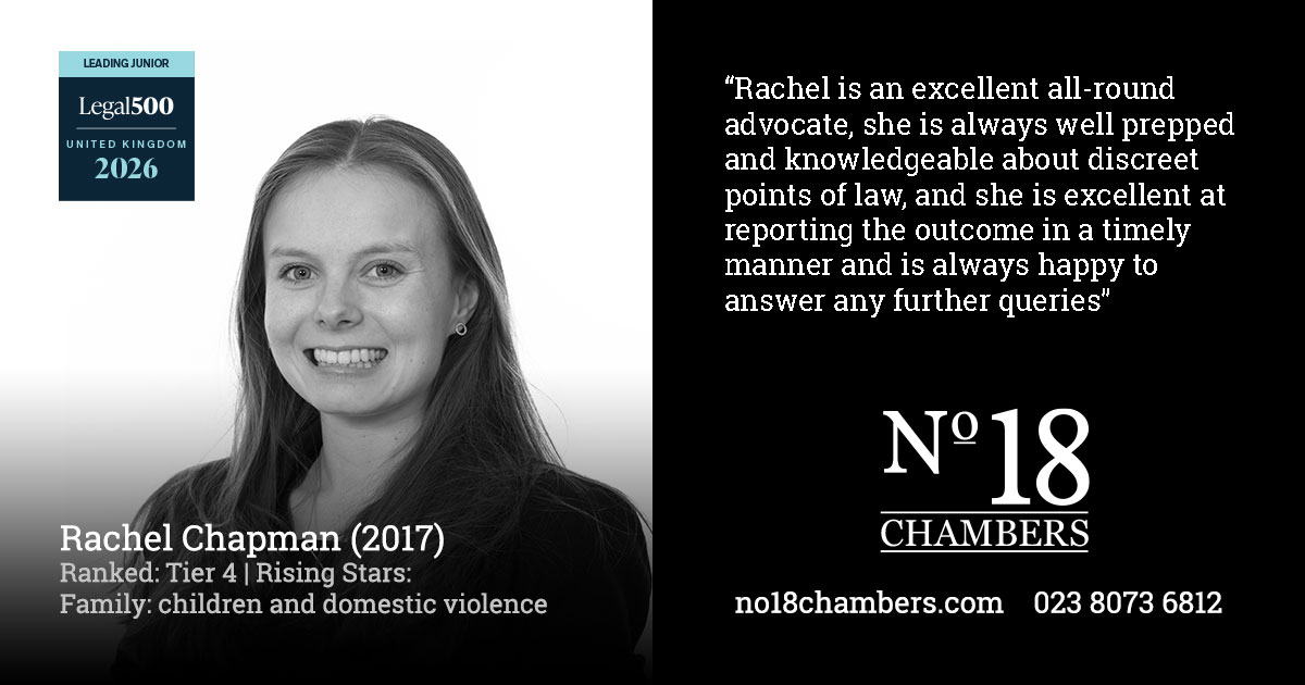Spotlight on our members in the Legal 500: Rachel Chapman is ranked tier 4 and a rising star in family law (children and domestic abuse)