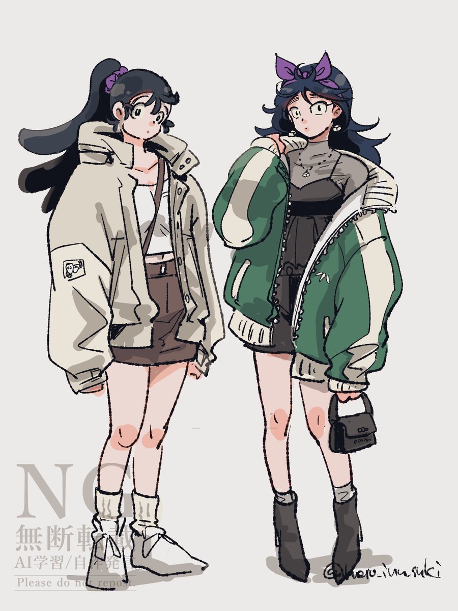 ⚠︎現パロ　女化
鉢尾竹くくダブルデートでおしゃれしてきたのにすぐ両かれぴがこれ着てって羽織られる五いちゃんズ。