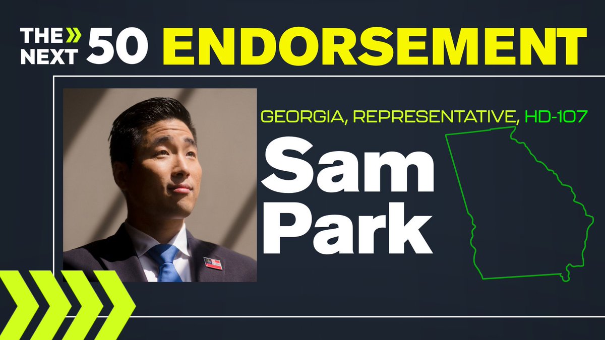 Thenext50Us's tweet image. We're re-endorsing GA House Whip @SamforGeorgia—now in his fifth term leading the fight to expand Medicaid to 500k Georgians. From healthcare to housing, Sam champions the issues that matter to everyday Georgians while building the bench to flip the State House.
