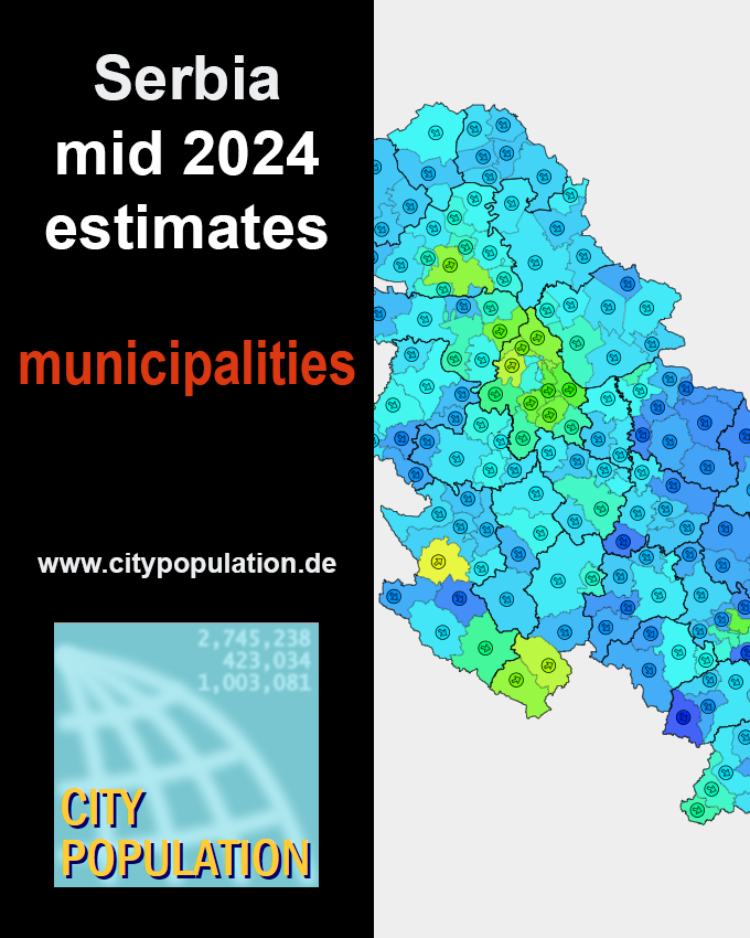 #Serbia: mid-2024 #population estimates are added to #regions, #districts and #municipalities - citypopulation.de/en/serbia/