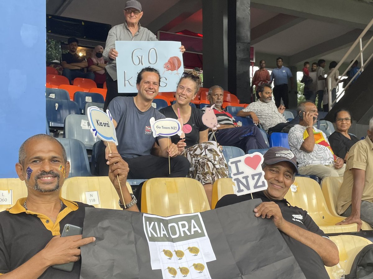 The Kiwi supporters have turned out today to watch the <a href="/WHITE_FERNS/">WHITE FERNS</a> vs the <a href="/OfficialSLC/">Sri Lanka Cricket 🇱🇰</a> lionesses at the <a href="/cricketworldcup/">ICC Cricket World Cup</a> 🙌🏾

📍R Premadasa Cricket Stadium, Colombo

Come cheer 🇳🇿 and 🇱🇰 on!