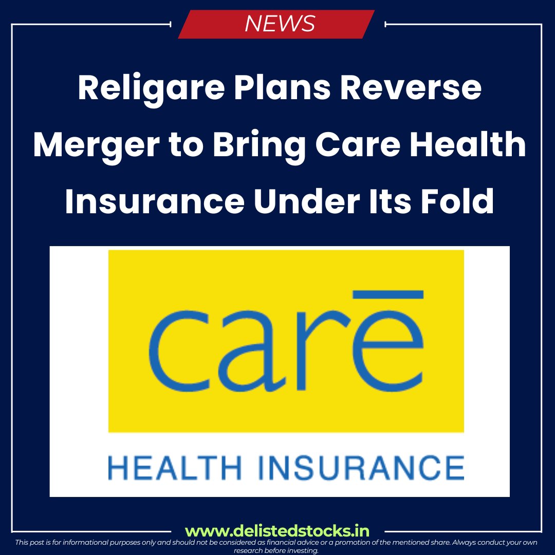 delisted_stocks's tweet image. Religare Enterprises is set to bring Care Health Insurance under its listed umbrella through a reverse merger — aiming for faster consolidation and higher valuation impact.#Religare #CareHealthInsurance #ReverseMerger #UnlistedShares #BusinessUpdate #MergersAndAcquisitions