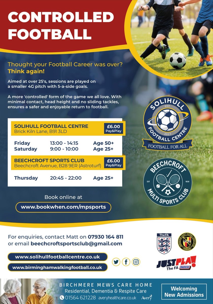 Don't stop playing, just play responsibly! Book here up to a week in advance - bookwhen.com/mpsports #footballerslife #dontgiveup #justplay #payandplay #over25football #StayActive #contolledfootball #vetsfootball #footballbirmingham