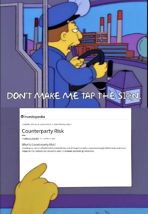 PenguinsTrading's tweet photo. Perhaps the definition should be expanded to include the risk that a counterparty fulfills its contractual obligations. https://t.co/CDMHYo2iJX