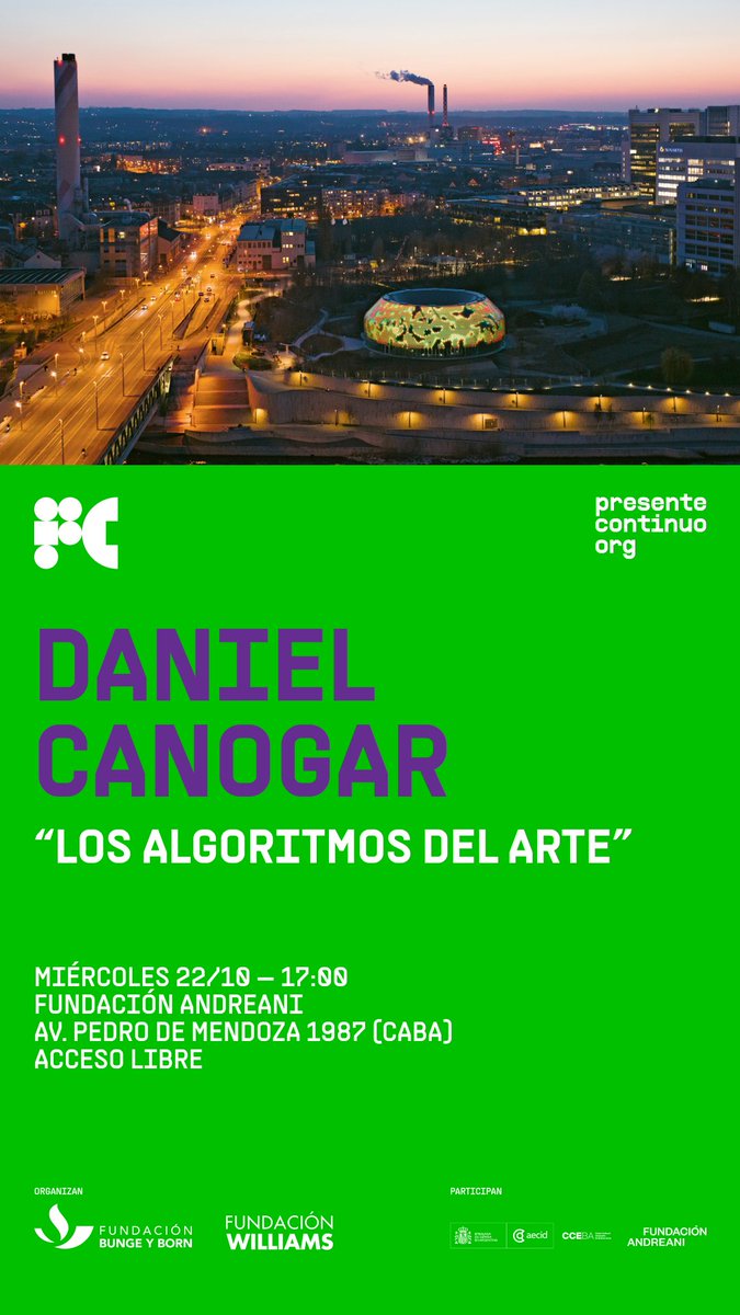 El próximo miércoles 22/10 a las 17hs se realizará la masterclass a cargo del artista español Daniel Canogar, en el marco del programa Presente Continuo, más info 👉 fundacionwilliams.org.ar/presente-conti…